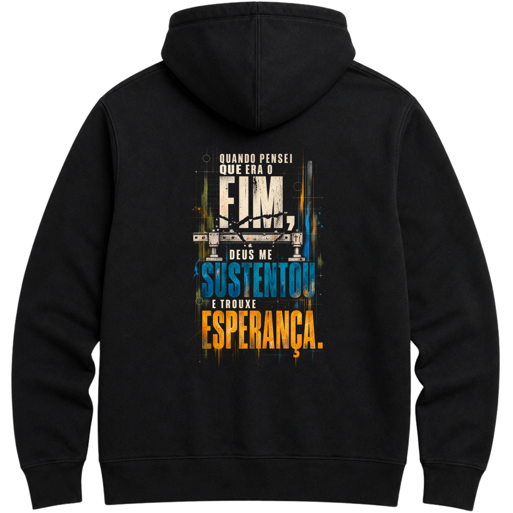 Moletom Hoodie Luz — Hoodie Essential unissex, estampa frente e/ou costas, visual 4 de 6