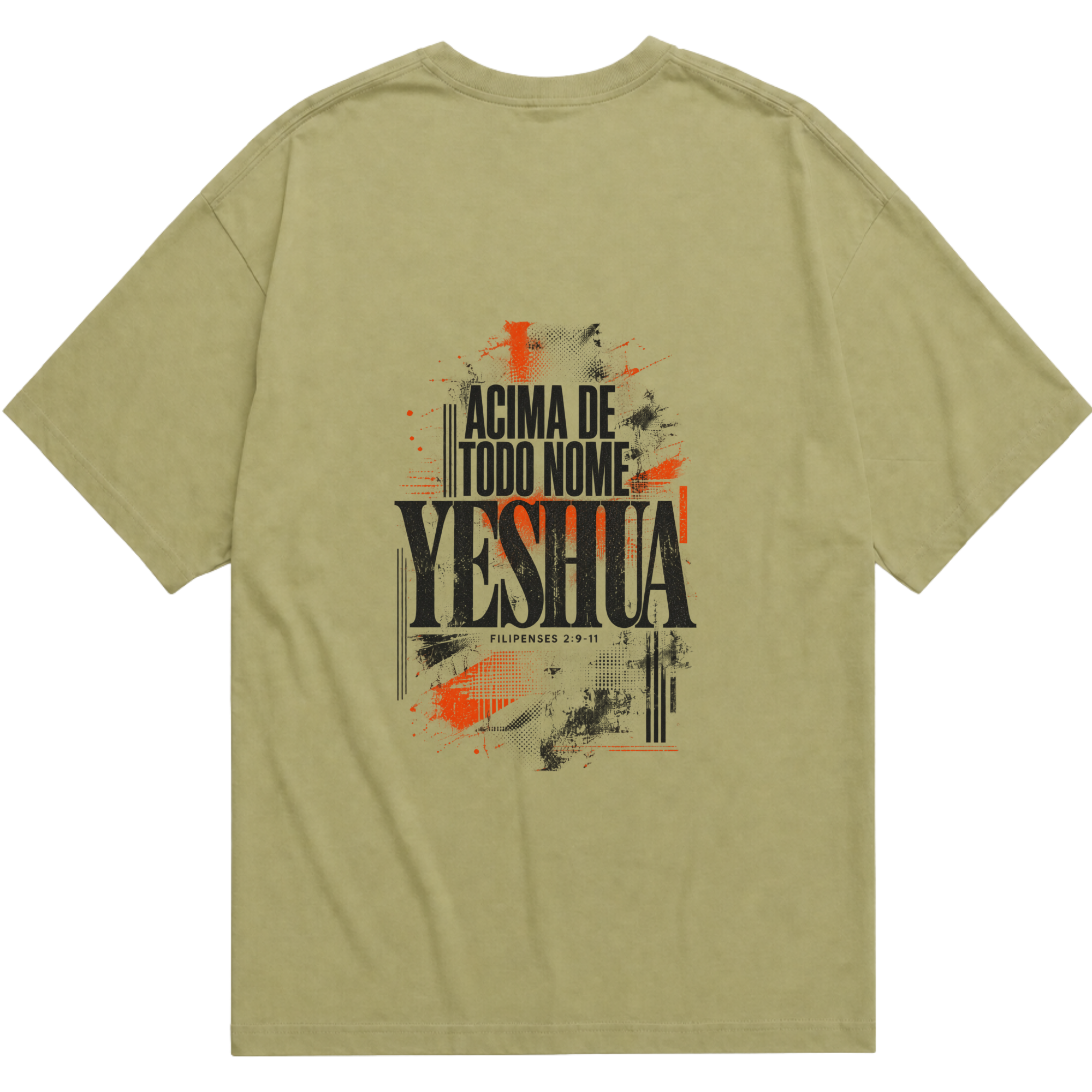 Camiseta Oversized Yeshua — Acima de Todo Nome — Frente e Costas