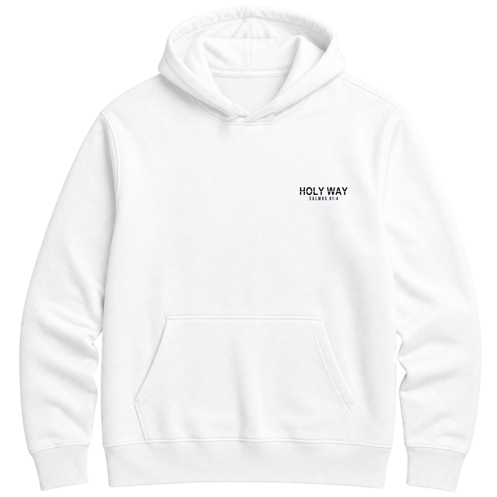 Moletom Hoodie Sob Suas Asas — Salmos 91:4 — Hoodie Essential unissex, estampa frente e/ou costas, visual 1 de 6