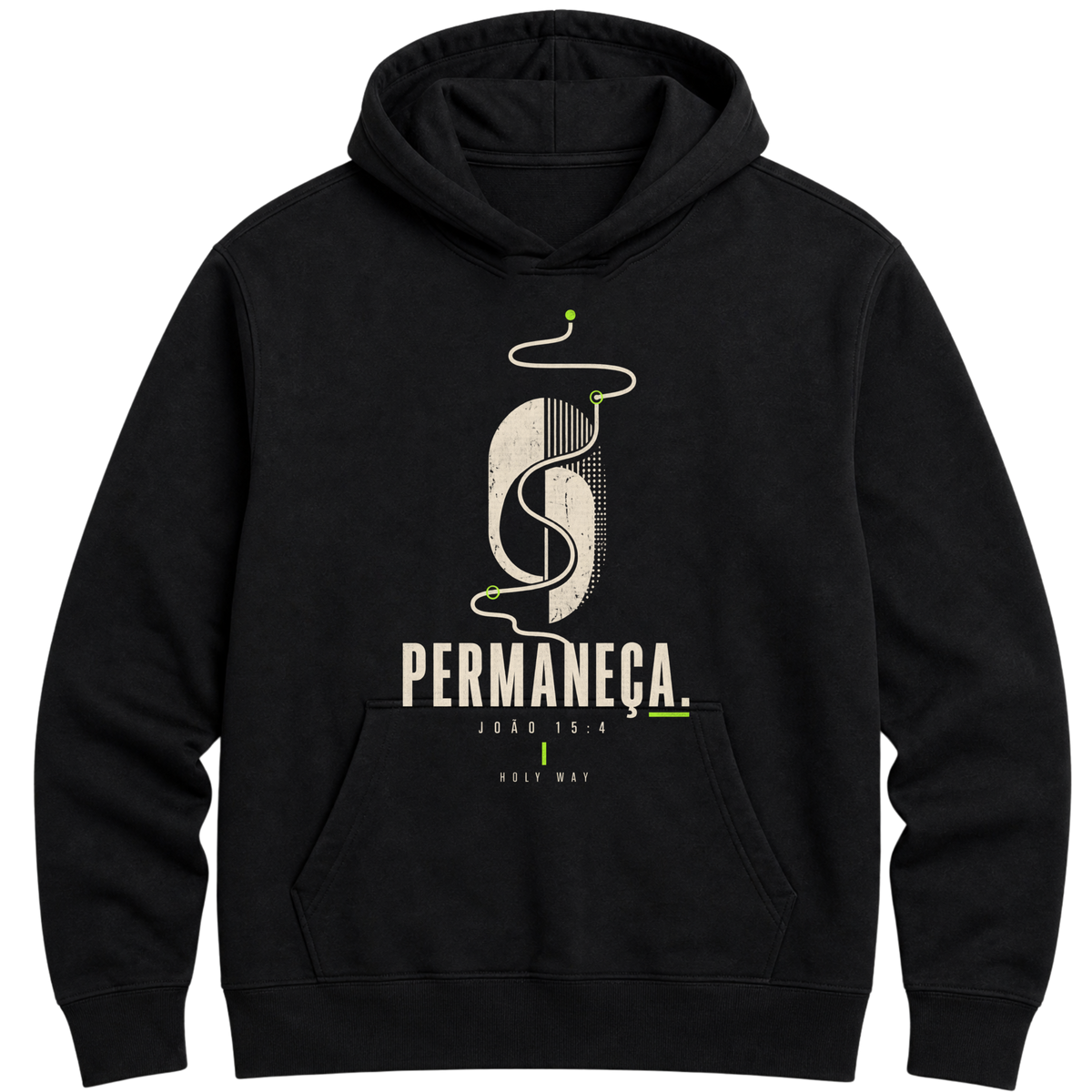 Moletom Hoodie Permaneça — João 15:4 — Hoodie Essential unissex, estampa frente e/ou costas, visual 2 de 3