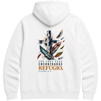 Moletom Hoodie Sob Suas Asas — Salmos 91:4 — Hoodie Essential unissex, estampa frente e/ou costas, visual 2 de 6