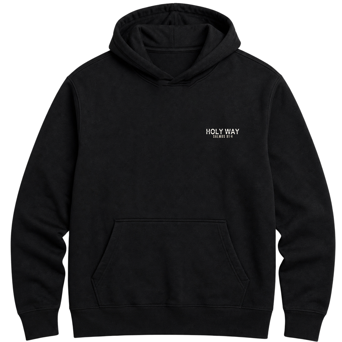 Moletom Hoodie Sob Suas Asas — Salmos 91:4 — Hoodie Essential unissex, estampa frente e/ou costas, visual 3 de 6