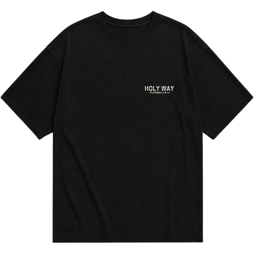Camiseta Oversized Yeshua — Acima de Todo Nome — Frente e Costas