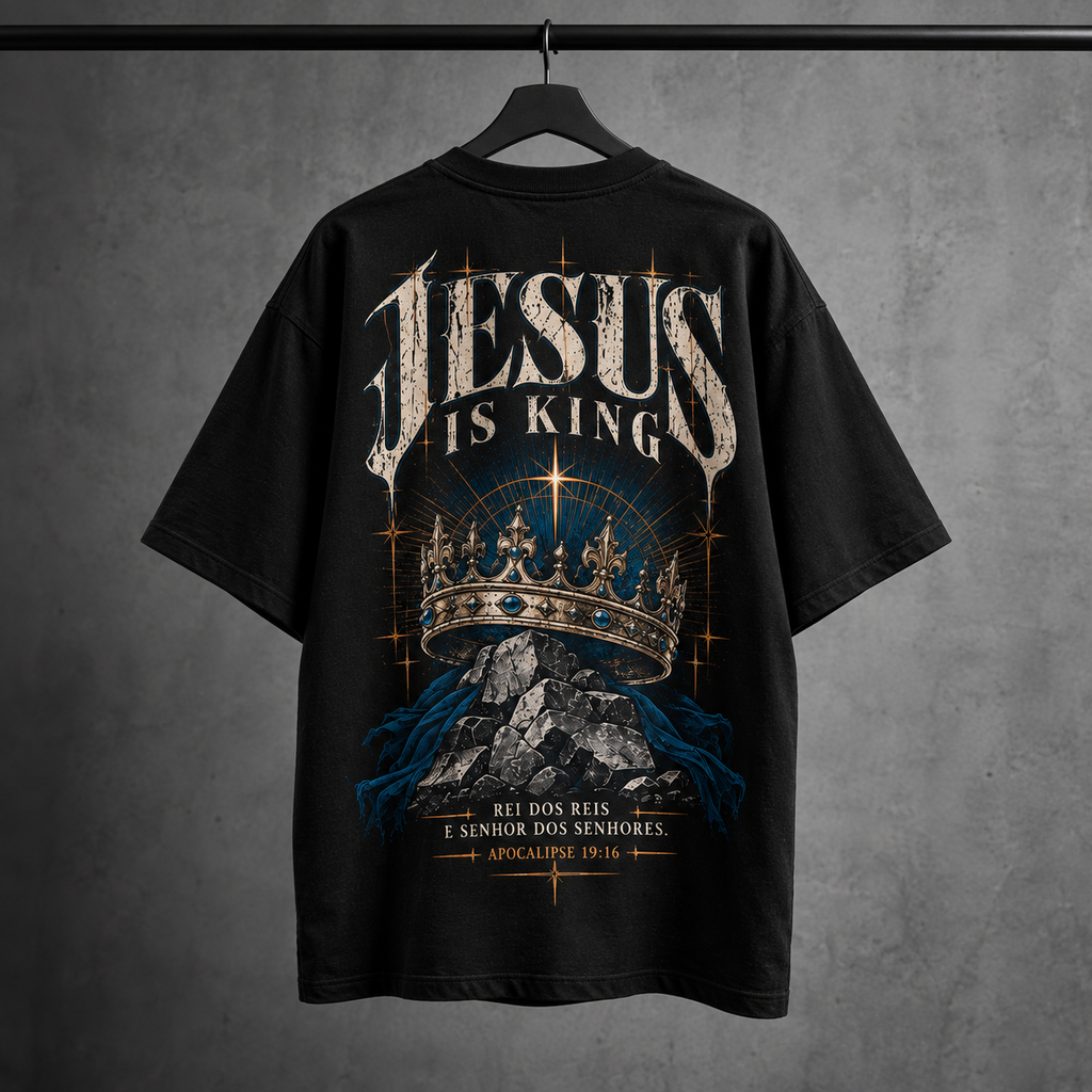 Camiseta Oversized Jesus Is King — Oversized Cotton unissex, visual 4 de 4