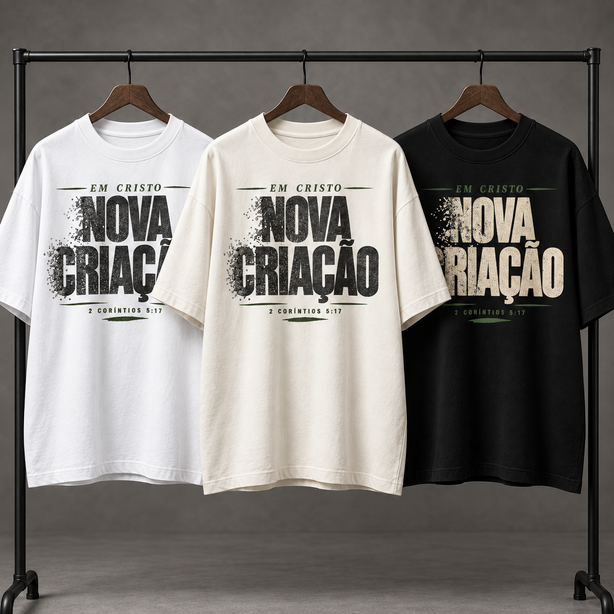 Camiseta Oversized Nova Criação — 2 Coríntios 5:17 — Oversized Cotton unissex, visual 3 de 3