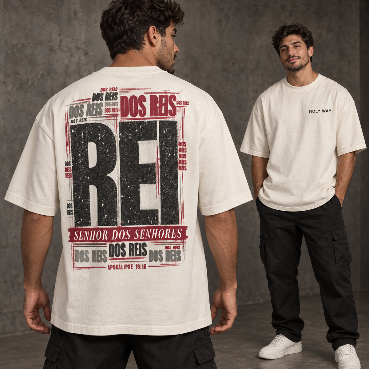 Camiseta Oversized Rei dos Reis — Apocalipse 19:16 — Oversized Cotton unissex, visual 2 de 3
