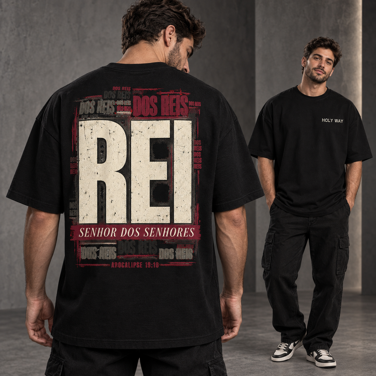 Camiseta Oversized Rei dos Reis — Apocalipse 19:16 — Oversized Cotton unissex, visual 1 de 3