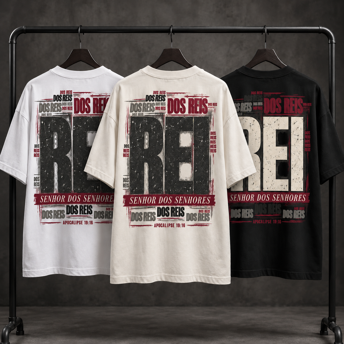 Camiseta Oversized Rei dos Reis — Apocalipse 19:16 — Oversized Cotton unissex, visual 3 de 3