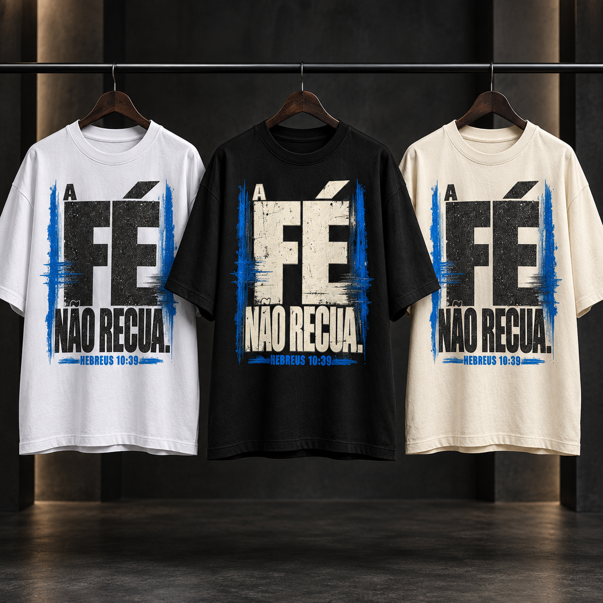 Camiseta Oversized A Fé Não Recua — Hebreus 10:39 — Oversized Cotton unissex, visual 3 de 3