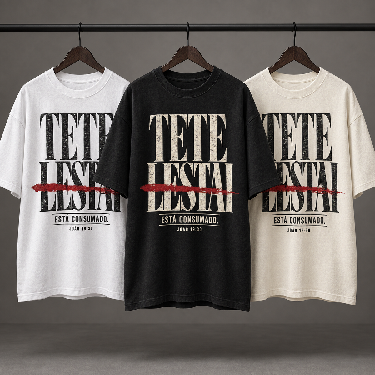 Camiseta Oversized Tetelestai — João 19:30 — Oversized Cotton unissex, visual 3 de 3
