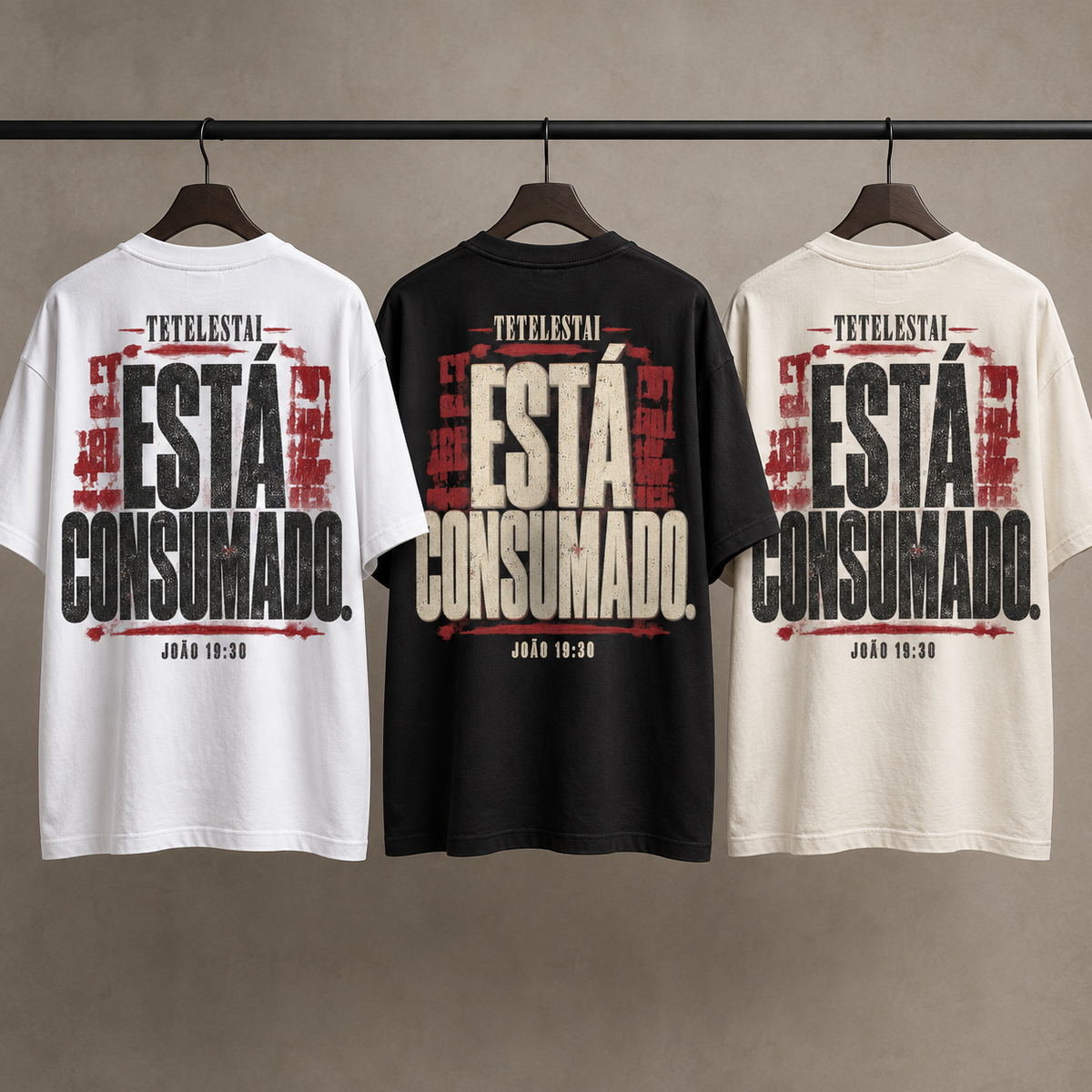 Camiseta Oversized Está Consumado — João 19:30 — Oversized Cotton unissex, visual 3 de 3