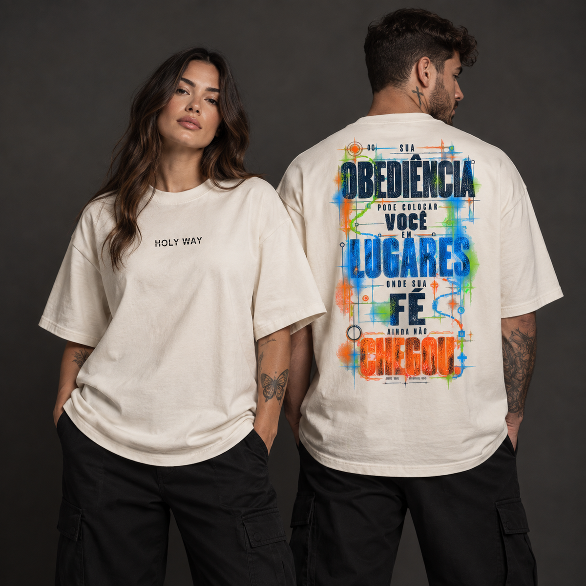 Camiseta Oversized Obediência — Oversized Cotton unissex, visual 2 de 2