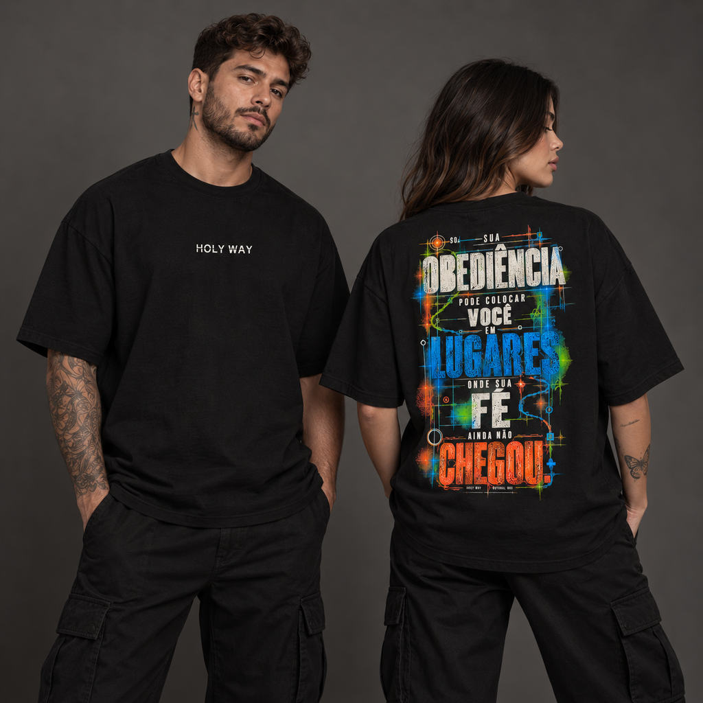 Camiseta Oversized Obediência — Oversized Cotton unissex, visual 1 de 2