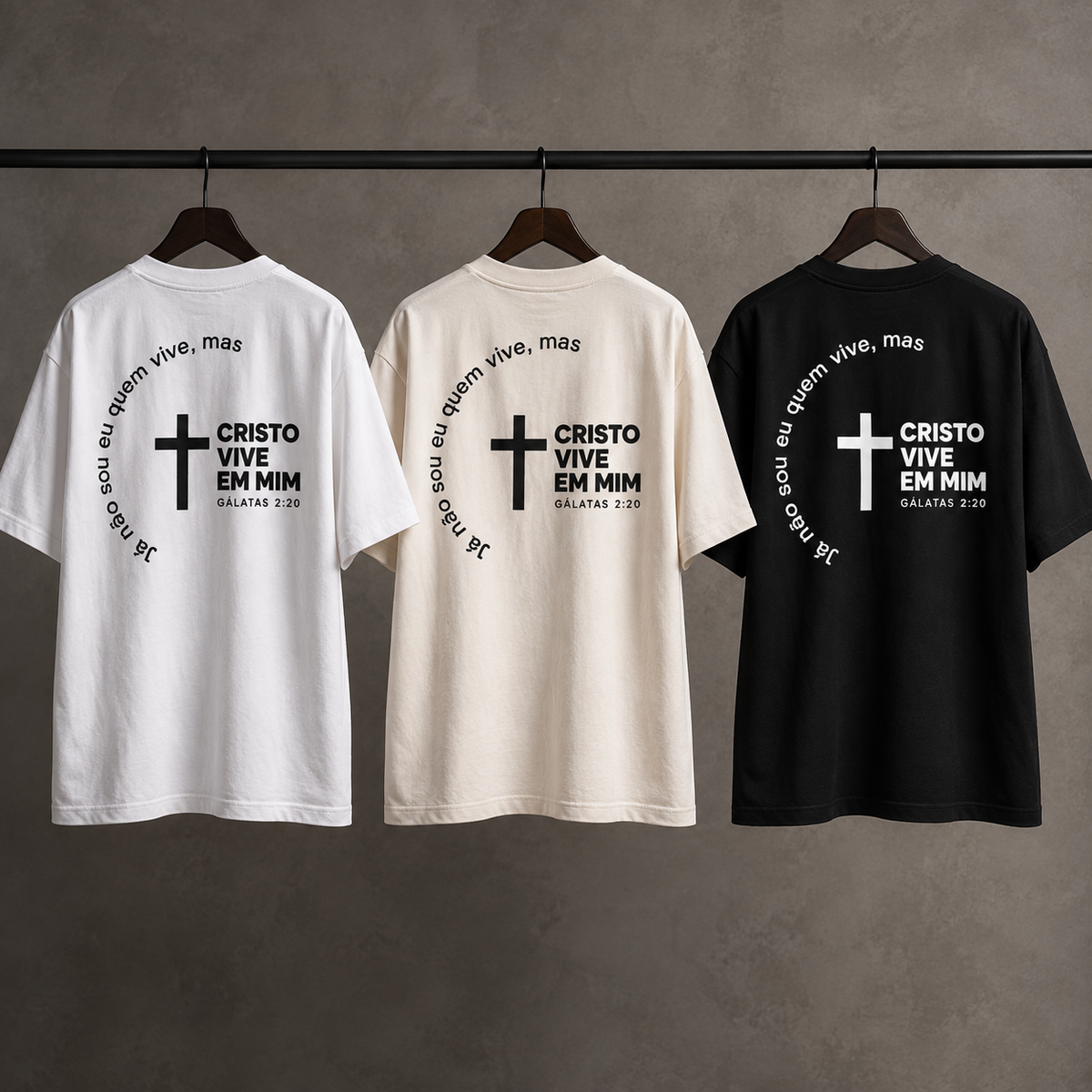 Camiseta Oversized Cristo Vive em Mim — Gálatas 2:20