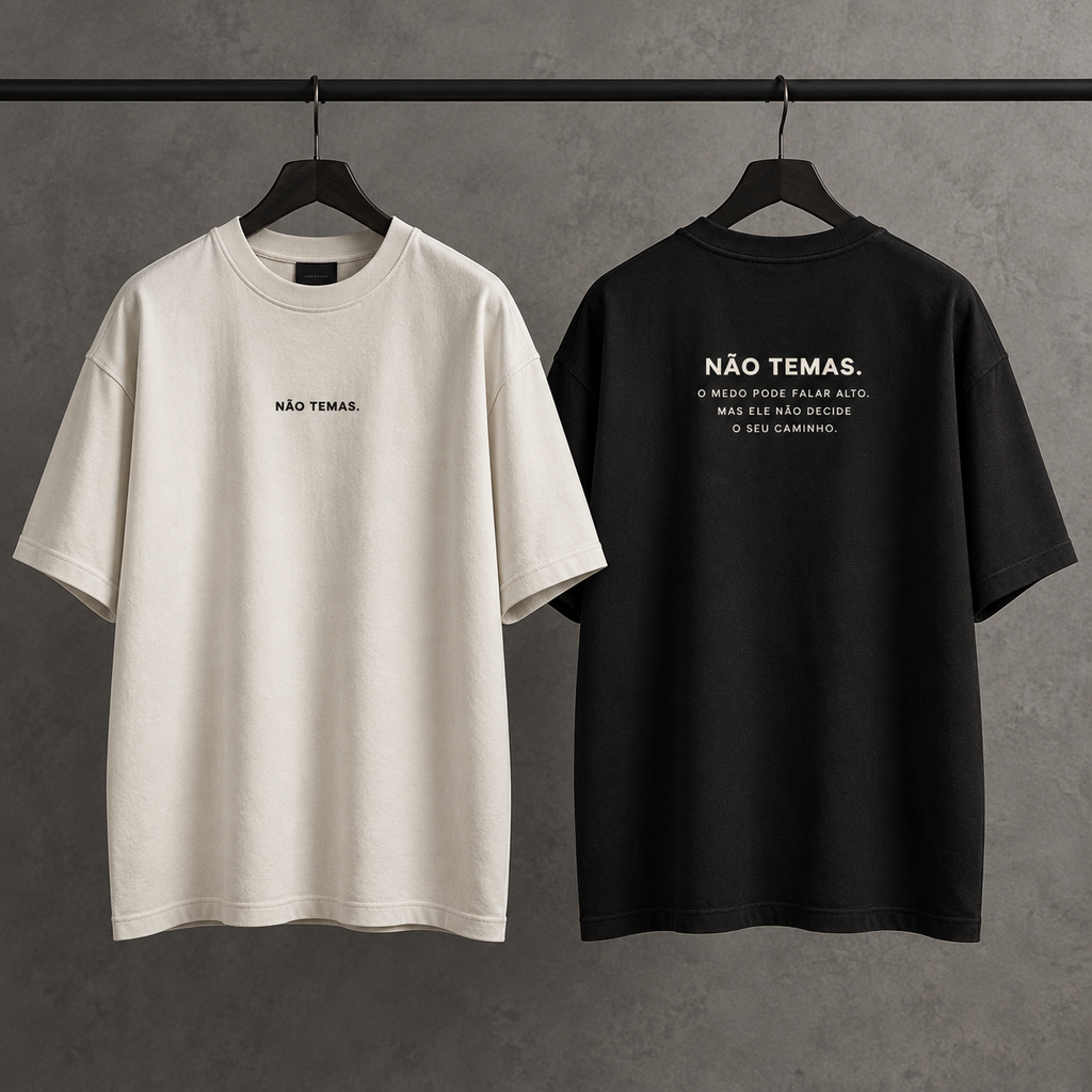 Camiseta Oversized Não Temas — Isaías 41:10 — Oversized Cotton unissex, visual 4 de 4