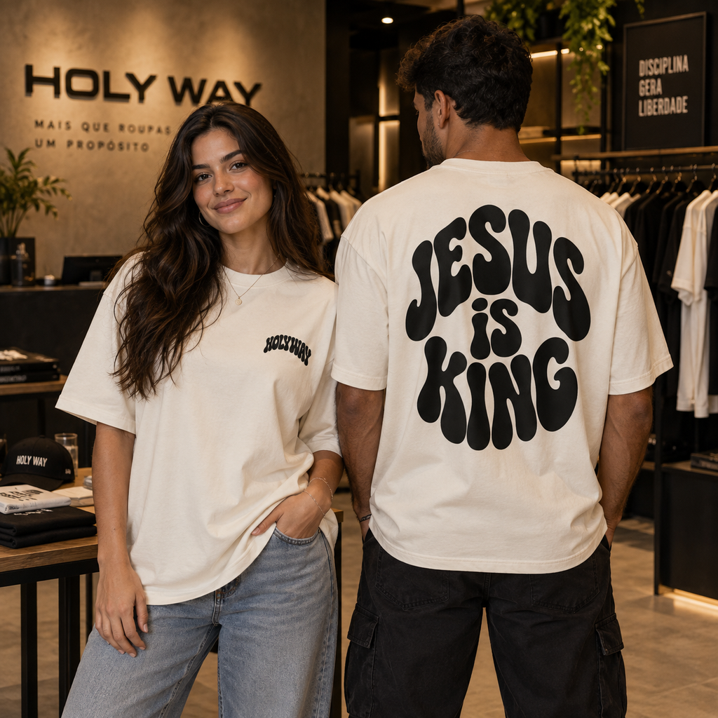 Camiseta Oversized Jesus Is King — Filipenses 2:10–11
