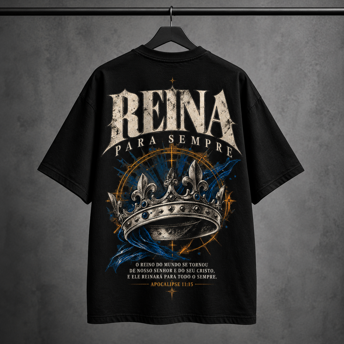 Camiseta Oversized Reina Para Sempre — Oversized Cotton unissex, visual 4 de 4