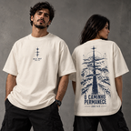 Camiseta Oversized O Caminho Permanece — Oversized Cotton unissex, visual 2 de 3