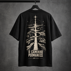 Camiseta Oversized O Caminho Permanece — Oversized Cotton unissex, visual 3 de 3