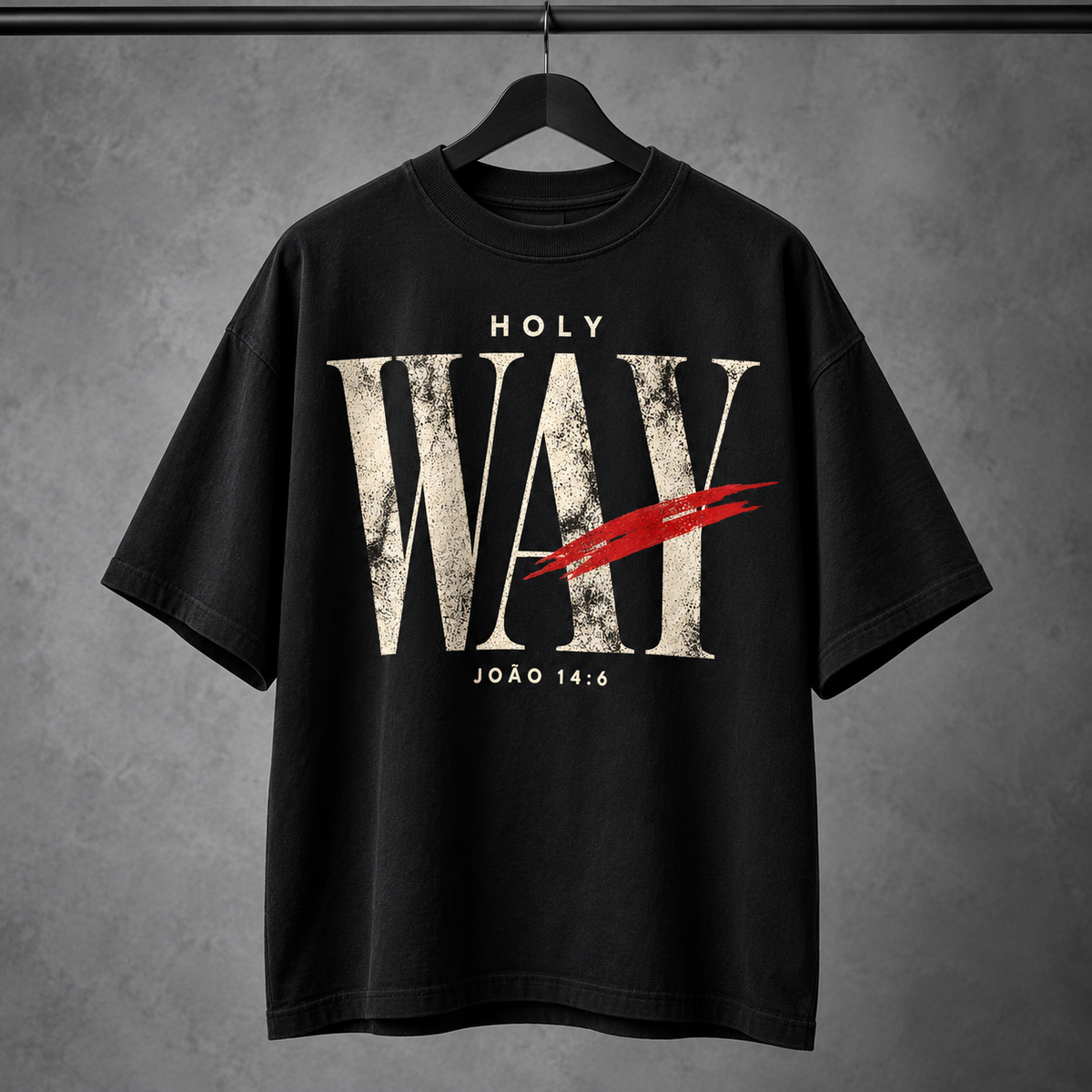 Camiseta Oversized HOLY WAY — João 14:6 — Oversized Cotton unissex, visual 3 de 4