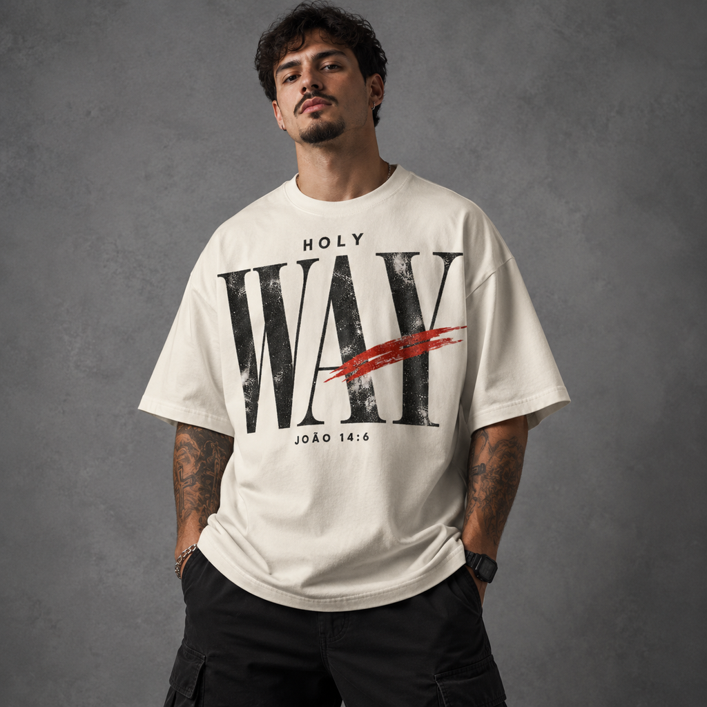 Camiseta Oversized HOLY WAY — João 14:6 — Oversized Cotton unissex, visual 1 de 4