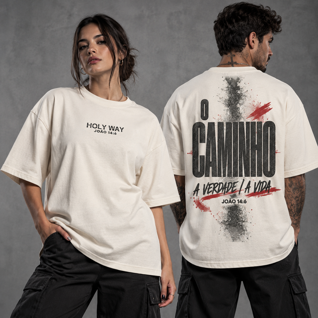 Camiseta Oversized O Caminho, a Verdade e a Vida — João 14:6 — Oversized Cotton unissex, visual 2 de 3