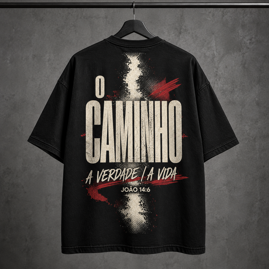 Camiseta Oversized O Caminho, a Verdade e a Vida — João 14:6 — Oversized Cotton unissex, visual 3 de 3