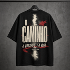 Camiseta Oversized O Caminho, a Verdade e a Vida — João 14:6 — Oversized Cotton unissex, visual 3 de 3