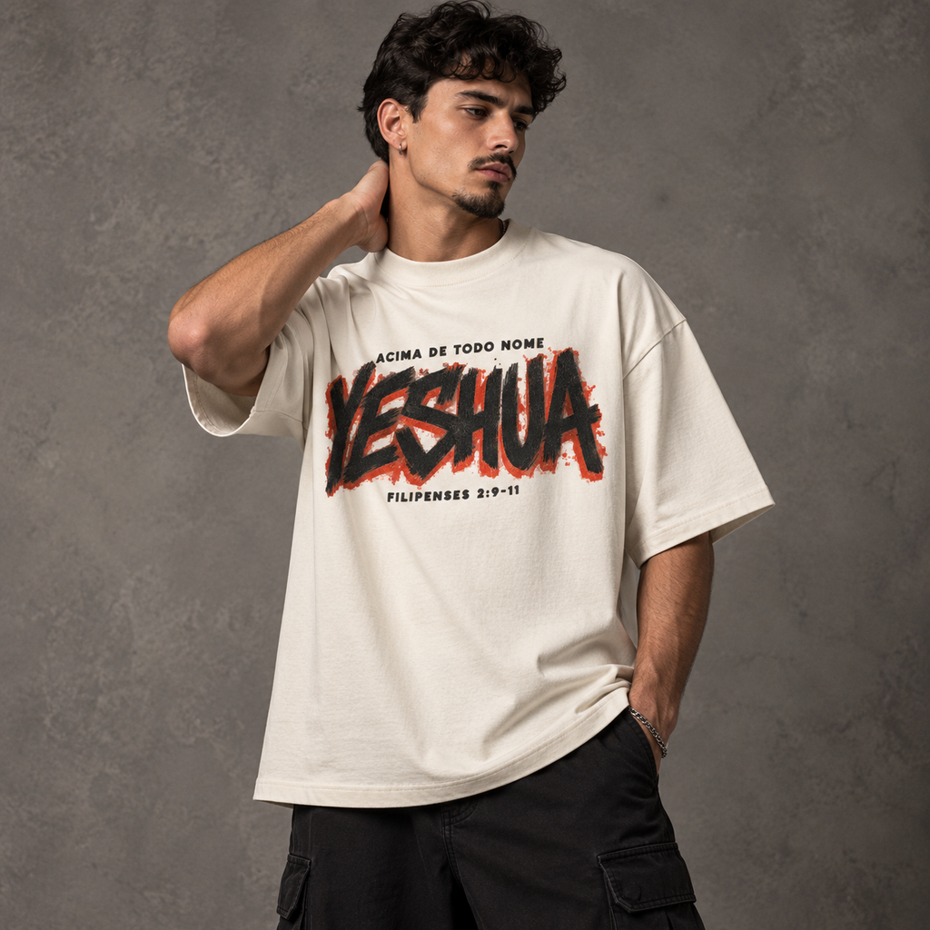 Camiseta Oversized Yeshua — Acima de Todo Nome — Oversized Cotton unissex, visual 2 de 3