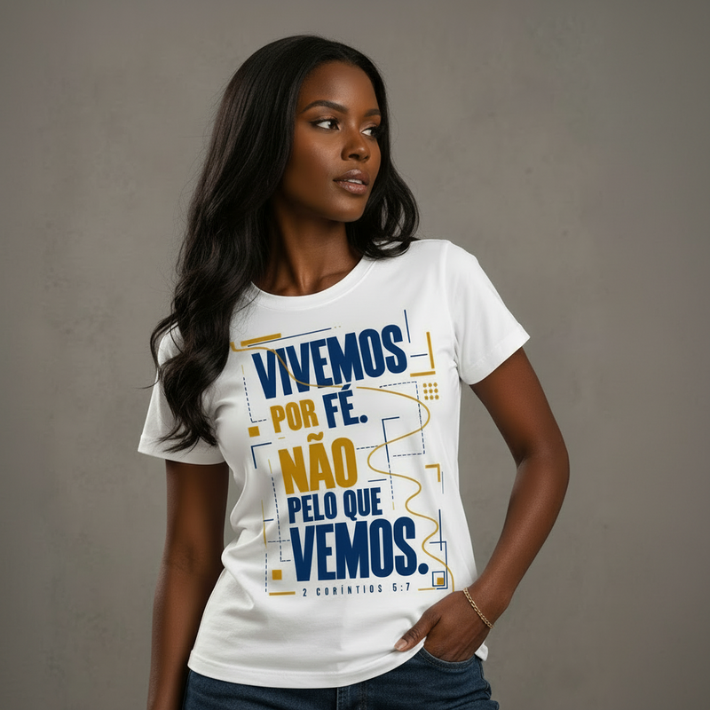 Baby Look Vivemos por Fé — 2 Coríntios 5:7