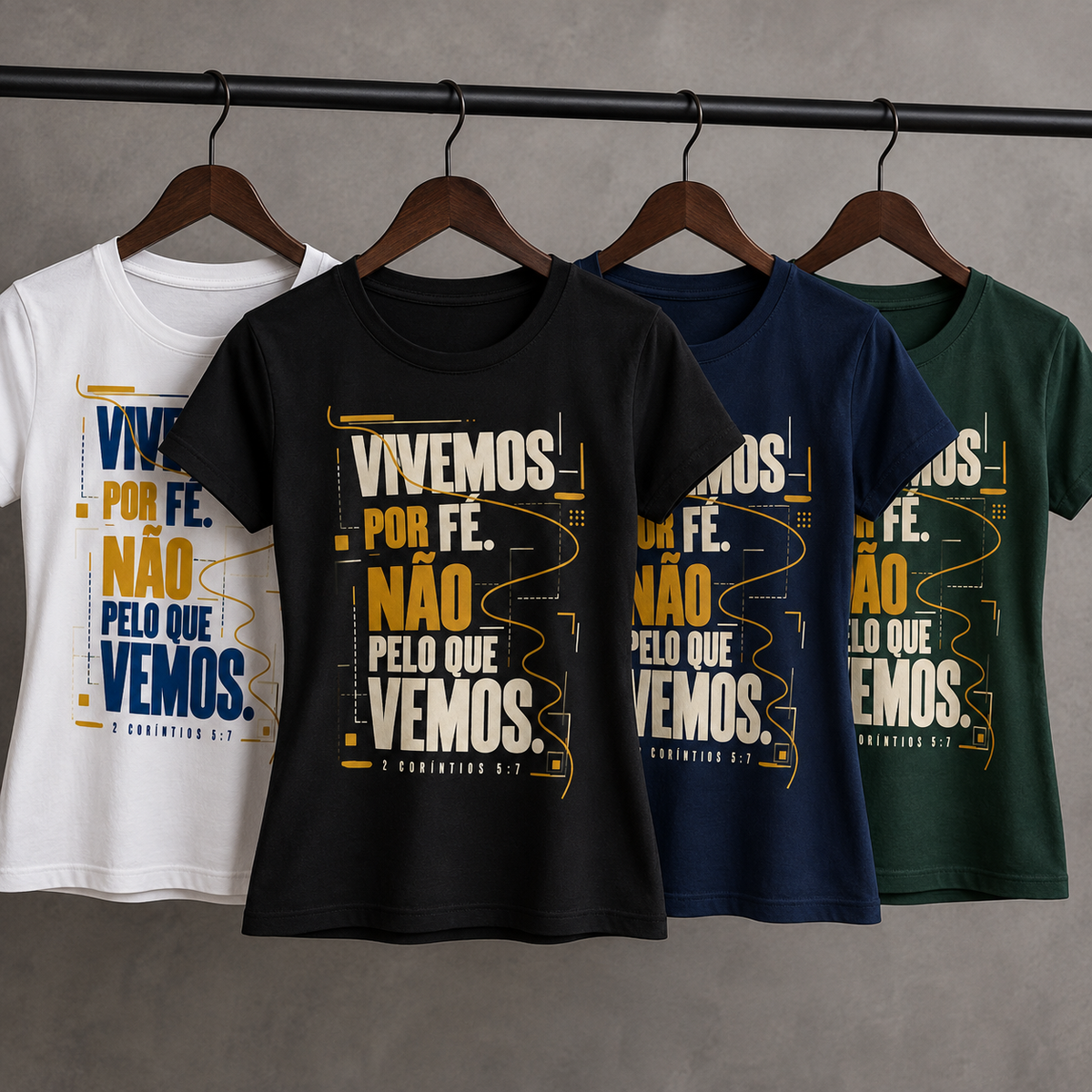 Baby Look Vivemos por Fé — 2 Coríntios 5:7 — Baby Look Classic feminina, visual 3 de 3