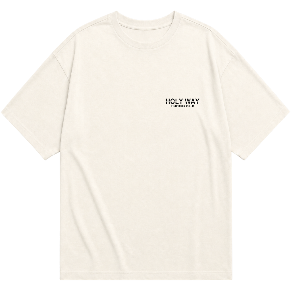 Camiseta Oversized Yeshua — Acima de Todo Nome — Frente e Costas