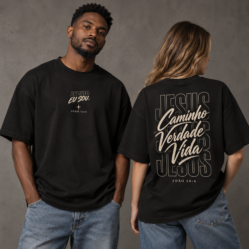 Camiseta Oversized O Caminho, a Verdade e a Vida — João 14:6 — Oversized Cotton unissex, visual 2 de 3