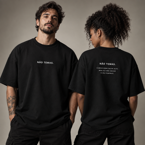 Camiseta Oversized Não Temas — Isaías 41:10 — Oversized Cotton unissex, visual 2 de 4