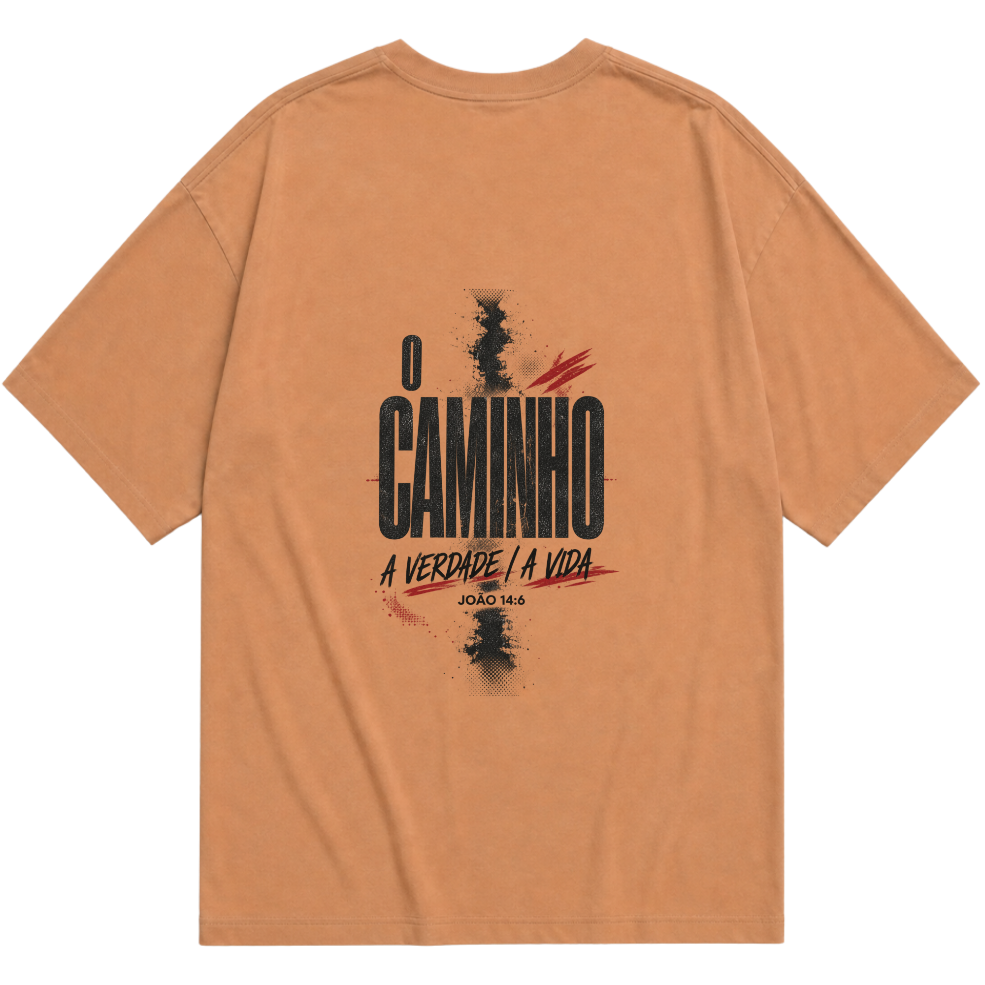 Costas da camiseta oversized caramelo O Caminho, a Verdade, a Vida — João 14:6